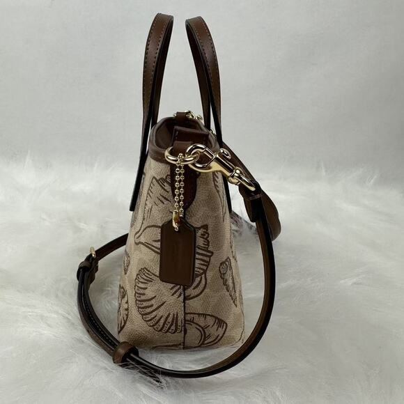 Coach City Mini Tote Bag In Signature Canvas With Shell Print CBM65 Gold/Sand - Picture 4 of 11